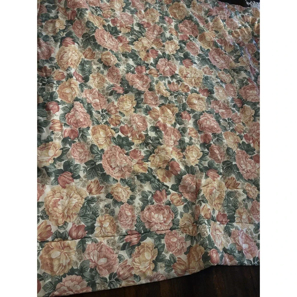 Dan River Reversible Floral Comforter Peony Rose Print Made In USA Bedding 86x86